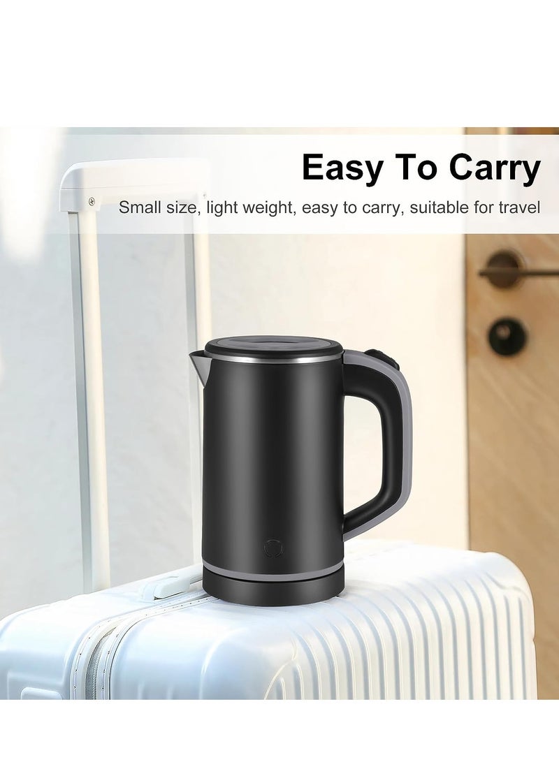 Travel Kettle Lightweight Small,800ml Kettles Electric Stainless Steel Electric Kettles Fast Boil Quiet Electric Kettles for Business Trip, Travel (Black)