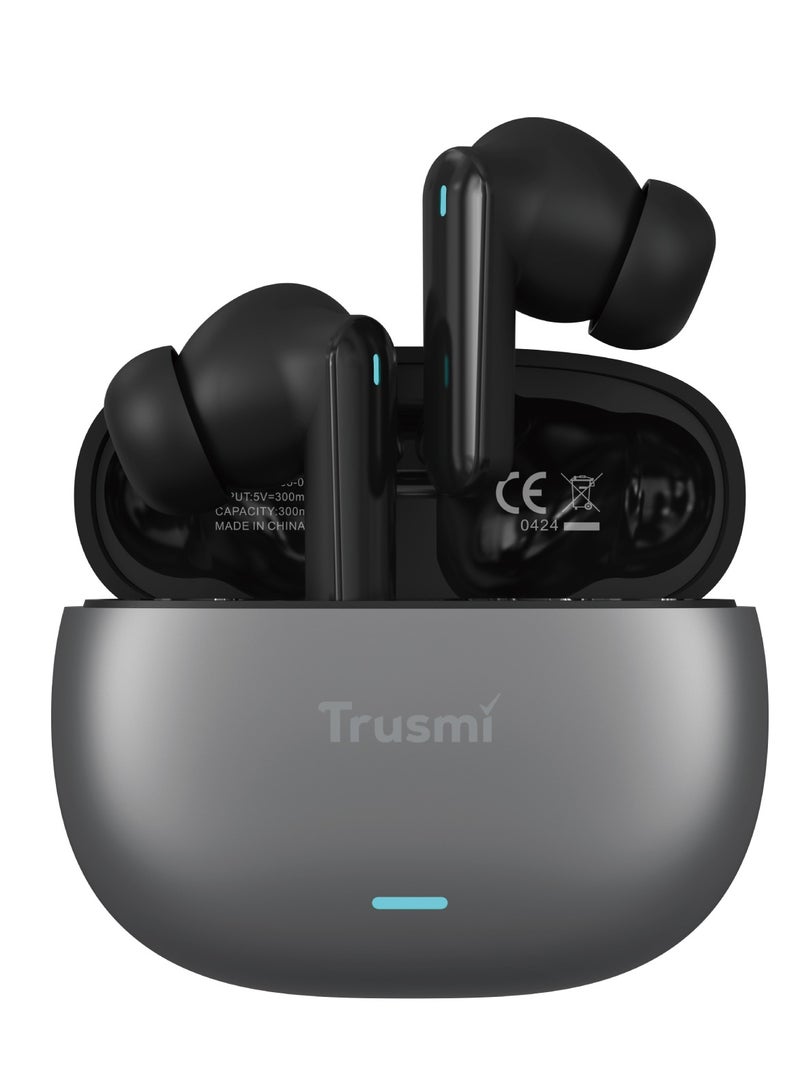 Trusmi ENC True Wireless Earphones WS05-012 | Bluetooth 5.3, Environmental Noise Cancelling, Binaural Call, 7-Hour Playtime (Black/Tarnish)