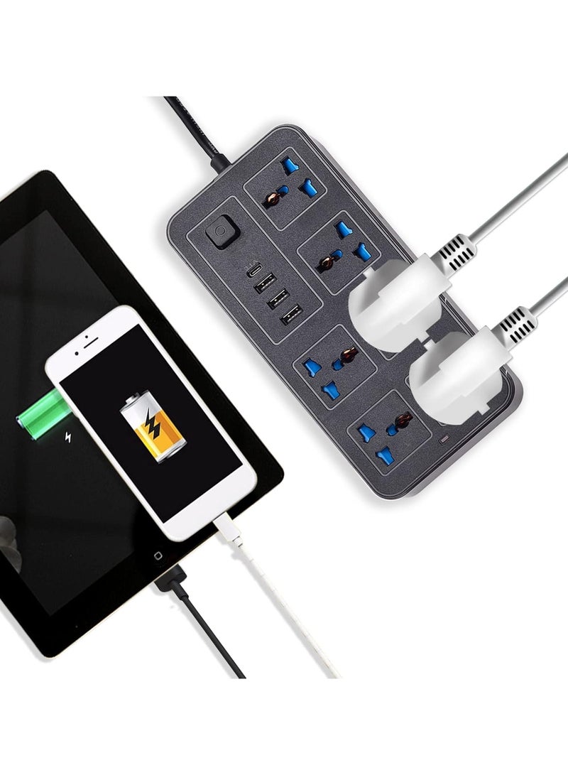 Power Strip Wi 6 AC So ETS & 3 USB 1 C Port 6FT Extension D Surge Protector For Home Office Dorm Power Button Safe To Use