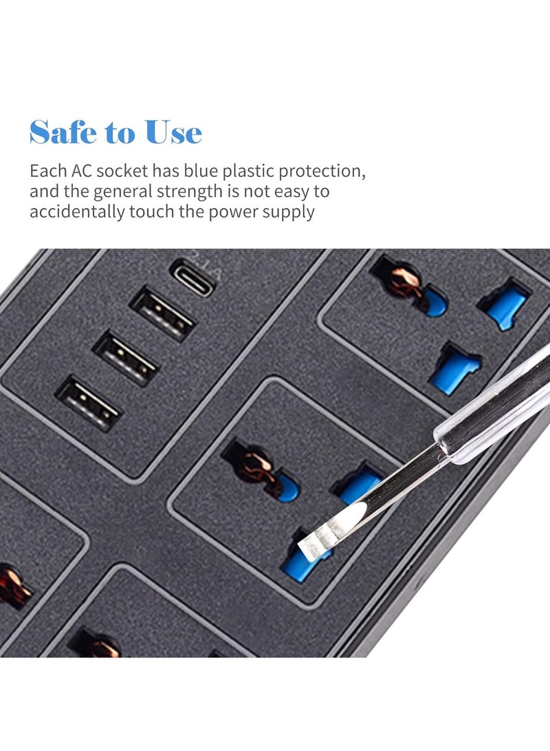 Power Strip Wi 6 AC So ETS & 3 USB 1 C Port 6FT Extension D Surge Protector For Home Office Dorm Power Button Safe To Use