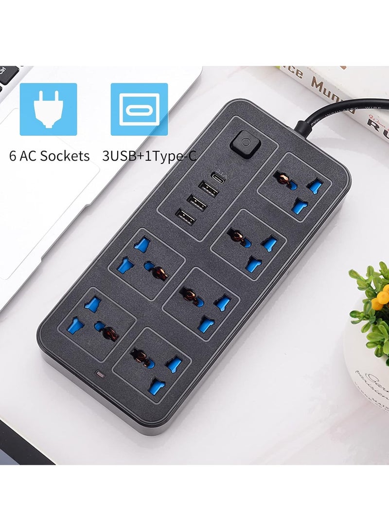 Power Strip Wi 6 AC So ETS & 3 USB 1 C Port 6FT Extension D Surge Protector For Home Office Dorm Power Button Safe To Use