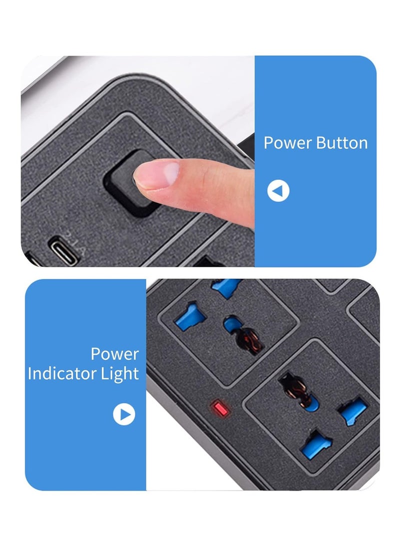 Power Strip Wi 6 AC So ETS & 3 USB 1 C Port 6FT Extension D Surge Protector For Home Office Dorm Power Button Safe To Use