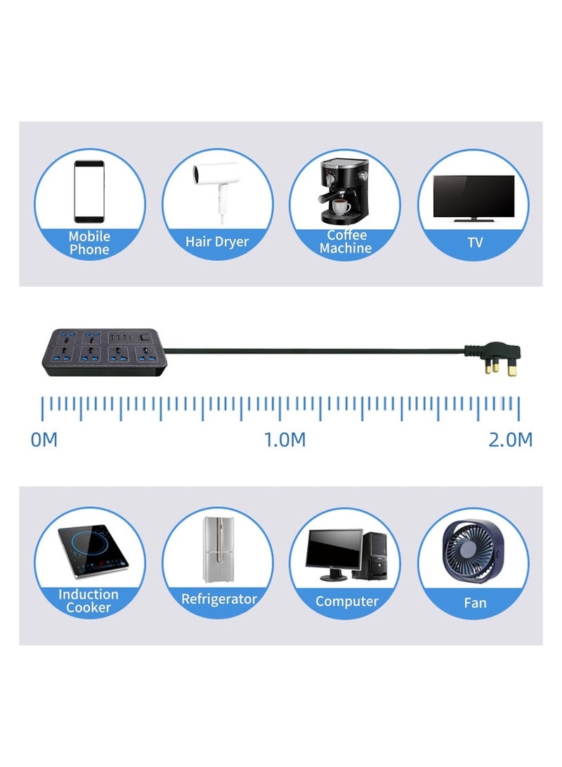 Power Strip Wi 6 AC So ETS & 3 USB 1 C Port 6FT Extension D Surge Protector For Home Office Dorm Power Button Safe To Use