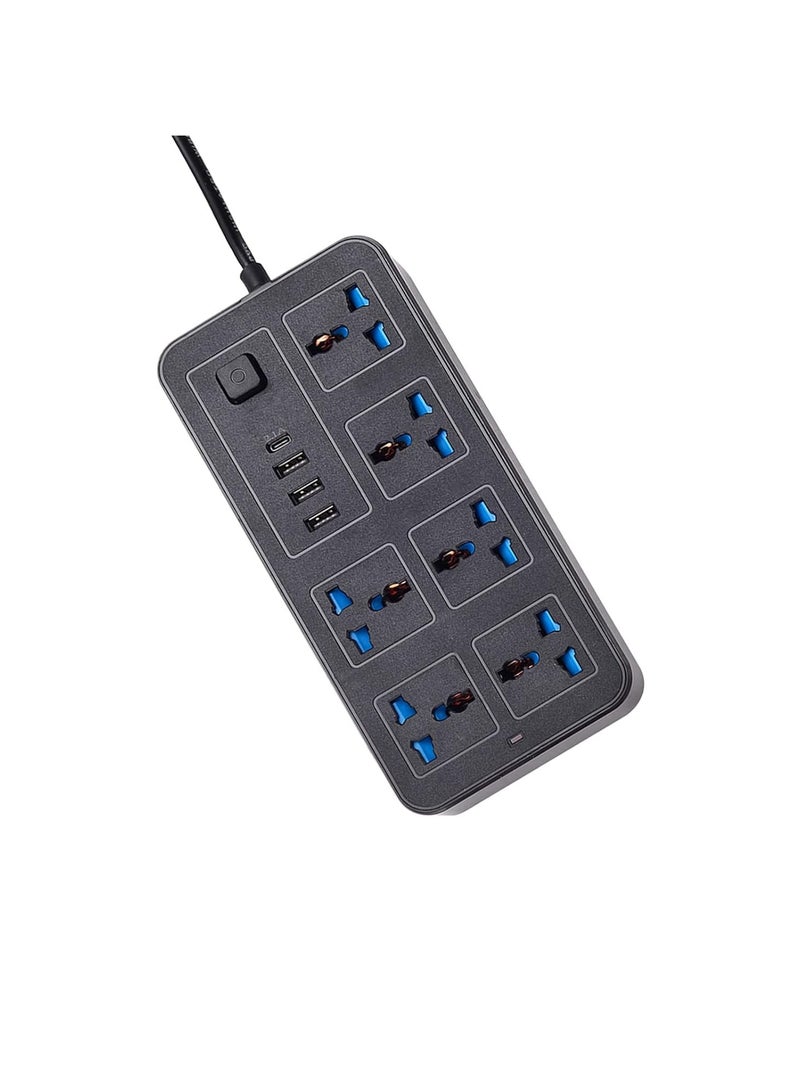 Power Strip Wi 6 AC So ETS & 3 USB 1 C Port 6FT Extension D Surge Protector For Home Office Dorm Power Button Safe To Use