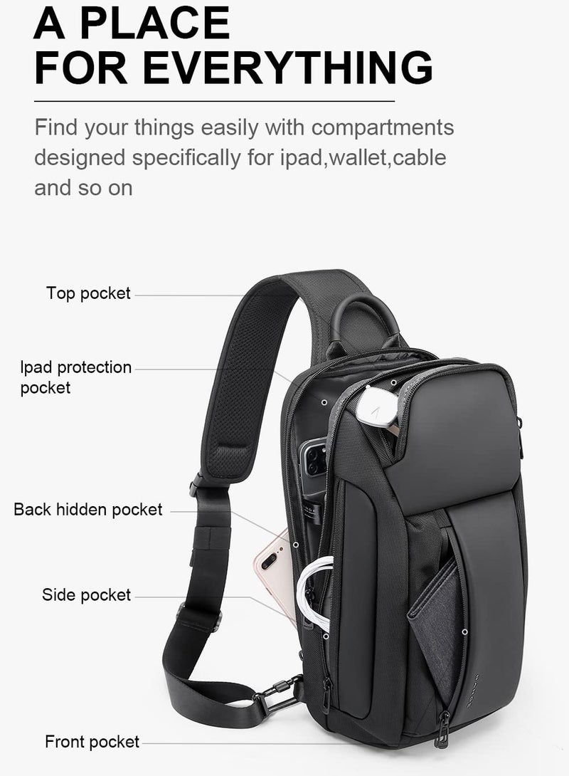 Waterproof Sling Crossbody Bag for Men and Women, Casual Rucksack for Hiking and Travel, Unisex Daypack for Outdoor Adventures