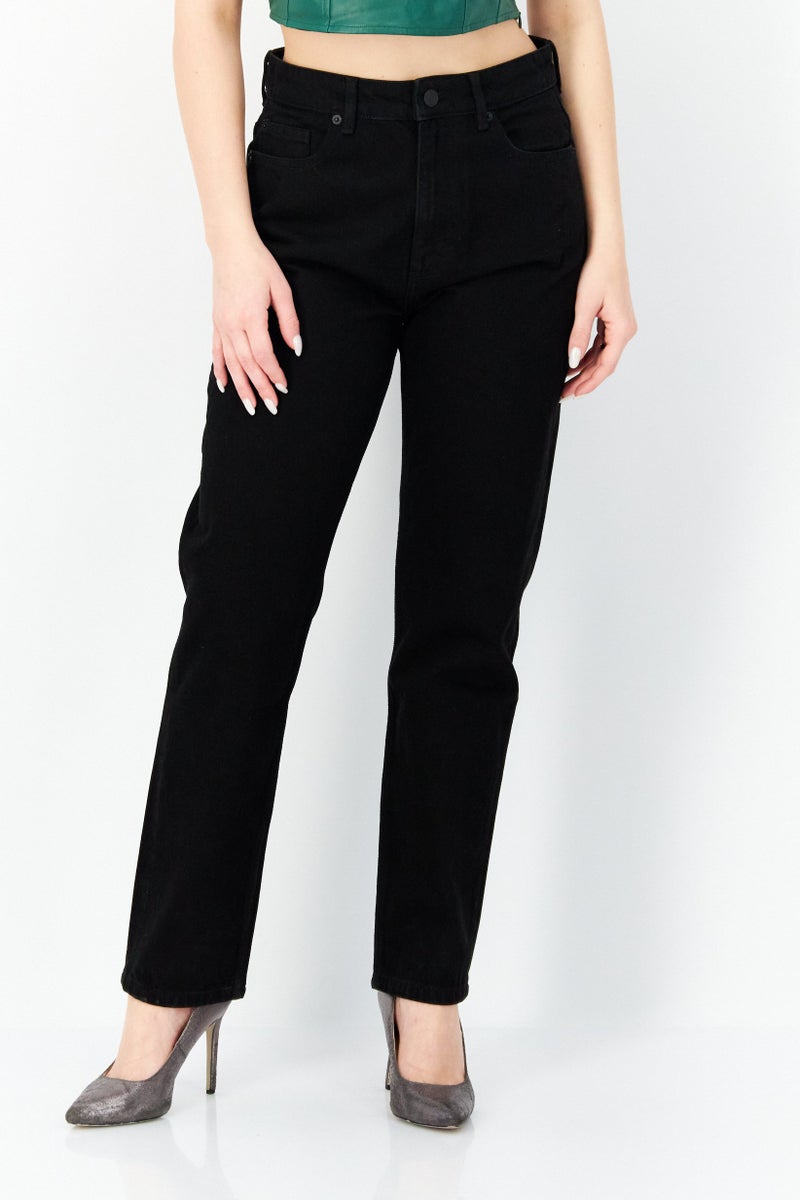 Women Regular Fit Wash Non-Stretchable Denim, Black