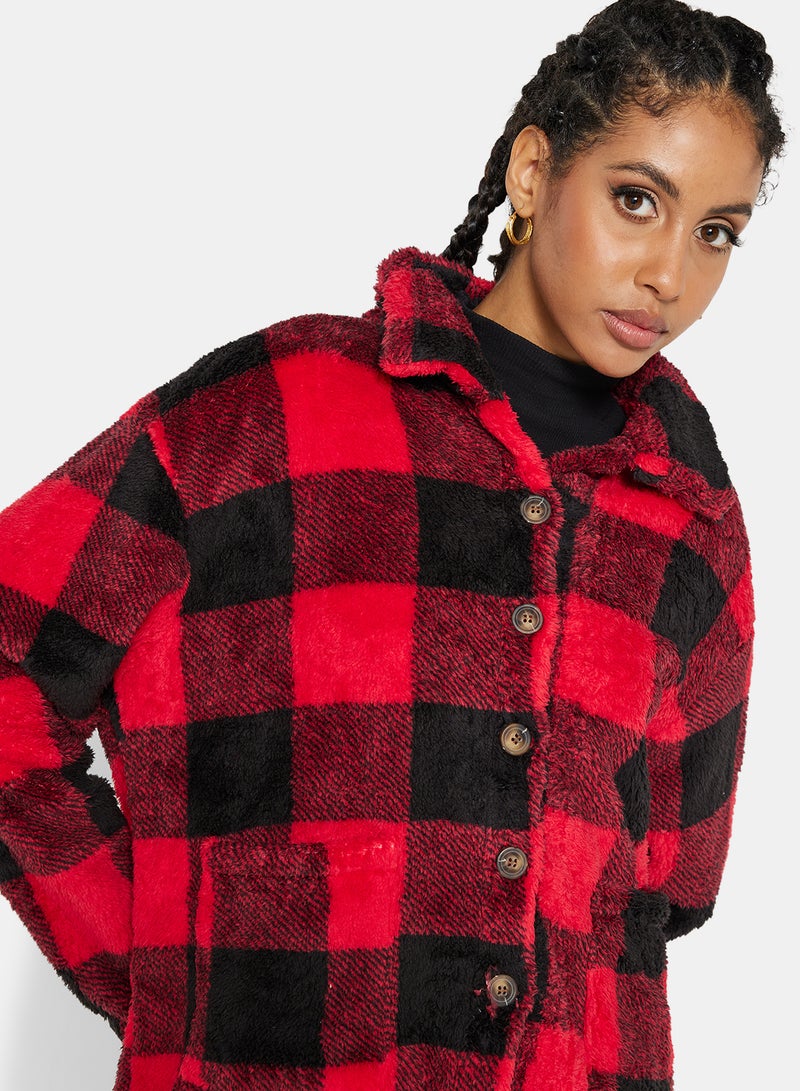 Checkered Relaxed Overcoat Multicolour