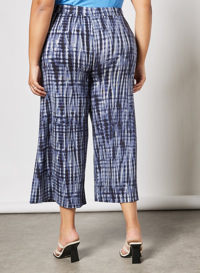 Plus Size Tie-Dye Culottes Blue