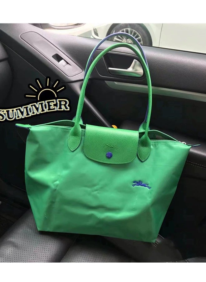 Champ LE PLIAGE GREEN series women's classic fashion Multi functional Medium travel bag dumpling bag handbag shopping bag long handle shoulder bag Cactus Green