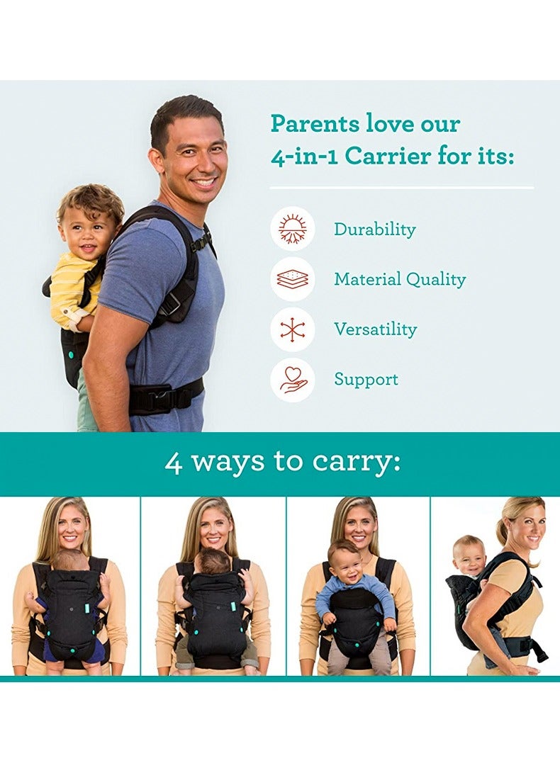 Flip Advanced 4-In-1 Carrier - Ergonomic, Convertible, Face-In And Face-Out Front And Back Carry For Newborns And Older Babies 8-32 Lbs,Black