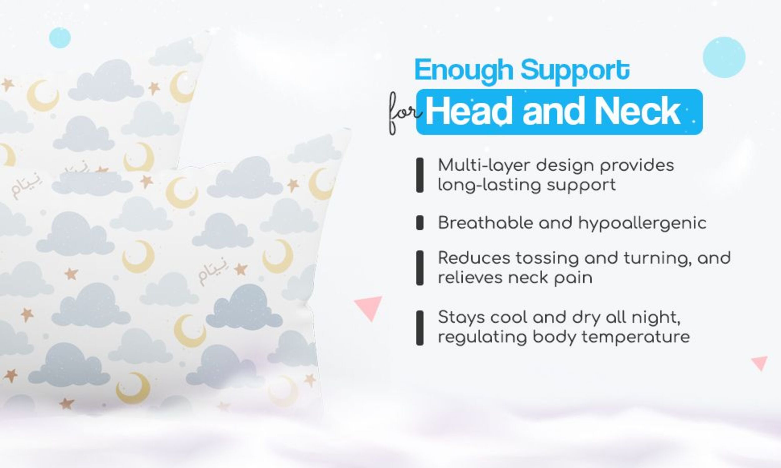 2 pieces Neyam Kids Pillow Made Of Adjustable Memory Foam Comes With Waterproof Pillow Case