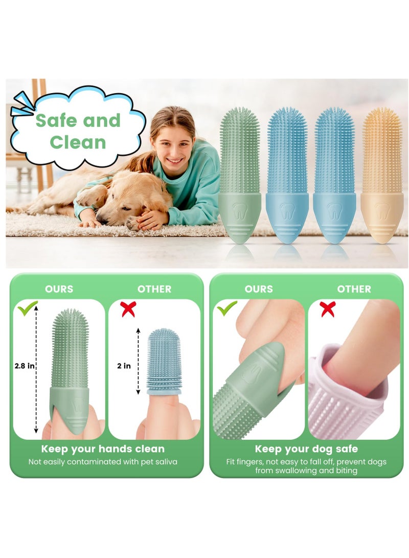 Dog Toothbrush, 4 Pack Dog Tooth Brush, 360° Cleaning Finger Toothbrush for Dogs, Food Grade Silicone Dog Finger Toothbrush Fits Most Fingers, Toothbrush for Dogs & Cats Dental Care