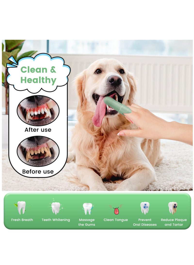 Dog Toothbrush, 4 Pack Dog Tooth Brush, 360° Cleaning Finger Toothbrush for Dogs, Food Grade Silicone Dog Finger Toothbrush Fits Most Fingers, Toothbrush for Dogs & Cats Dental Care