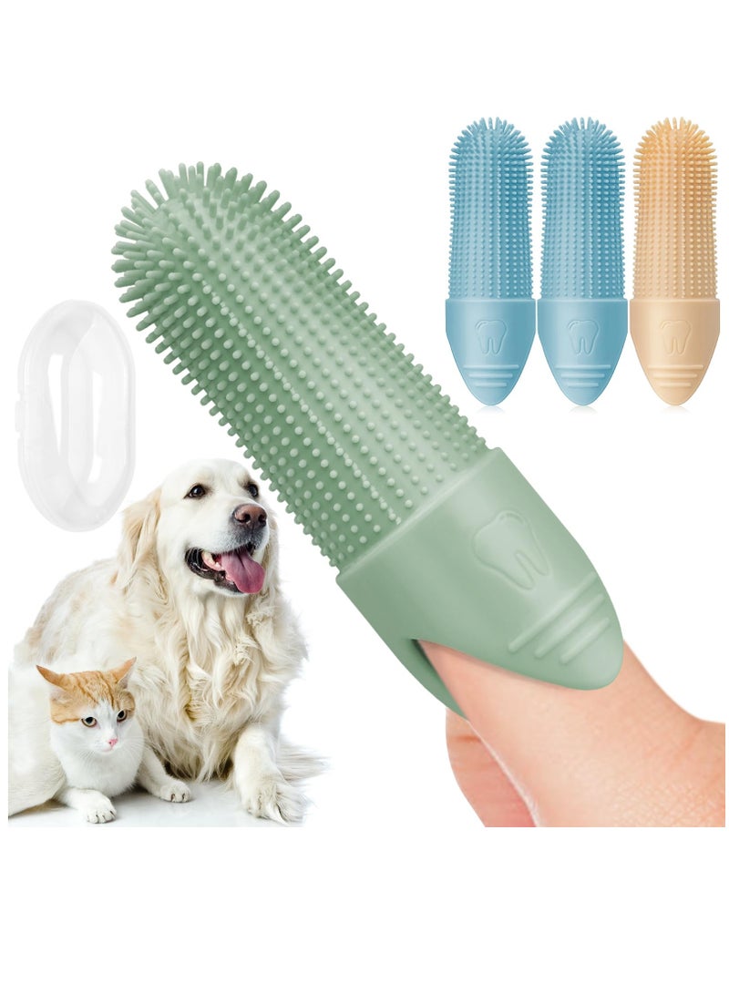 Dog Toothbrush, 4 Pack Dog Tooth Brush, 360° Cleaning Finger Toothbrush for Dogs, Food Grade Silicone Dog Finger Toothbrush Fits Most Fingers, Toothbrush for Dogs & Cats Dental Care