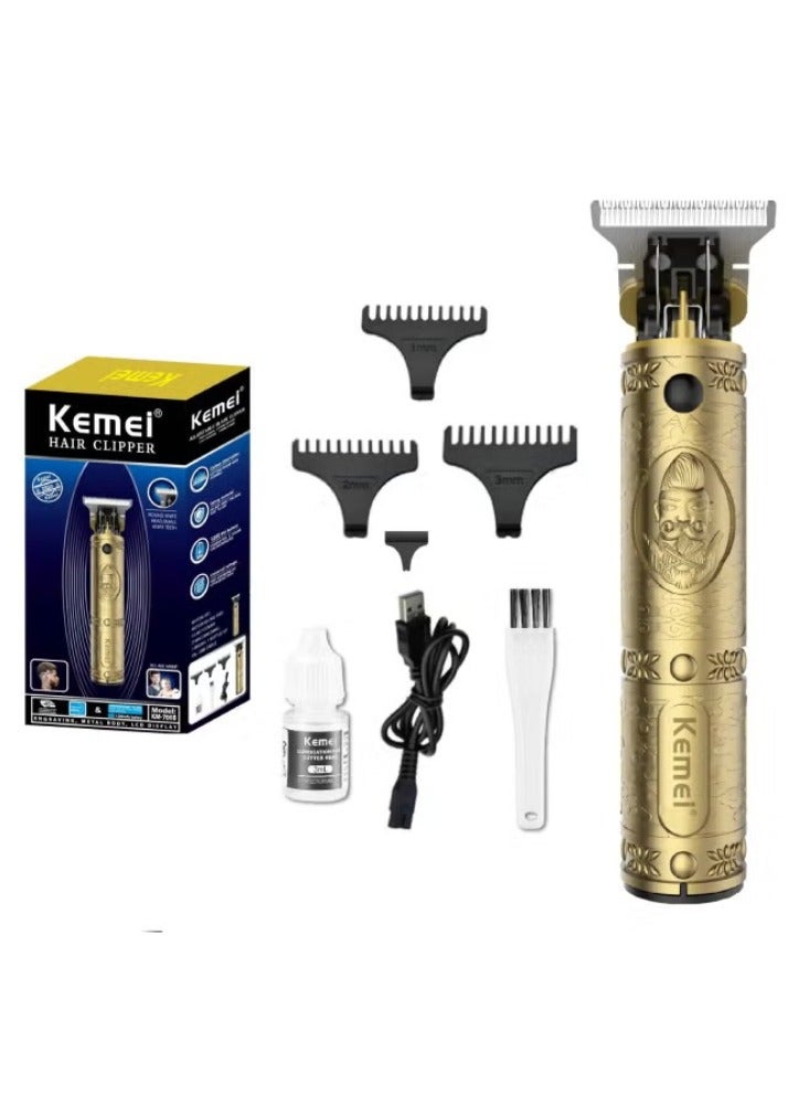 7-Piece Professional Adjustable Blade Clipper Set 700B Gold/Black 64x30x40cm