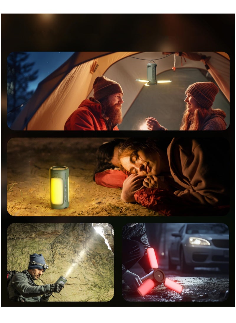 LED Camping Lantern with Flashlights, Rechargeable and Waterproof Tent Light, 4 Light Modes, 6000mAh Power Bank, Essential for Camping, Emergency, Hiking