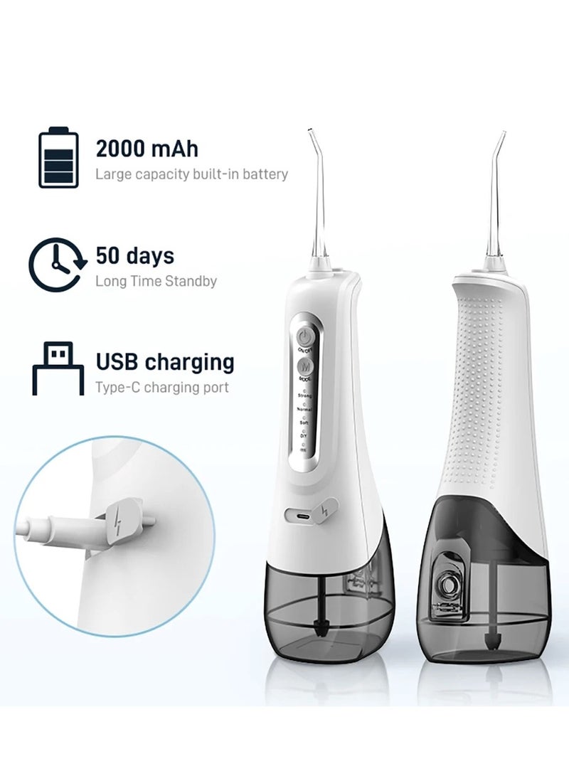 Portable Water Dental Flosser For Teeth Cleaning Dental Oral Irrigator With 4 Modes Scalable 4 Jet Nozzles IPX7 Water Resistance 300ML