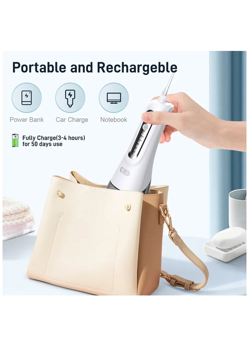 Portable Water Dental Flosser For Teeth Cleaning Dental Oral Irrigator With 4 Modes Scalable 4 Jet Nozzles IPX7 Water Resistance 300ML