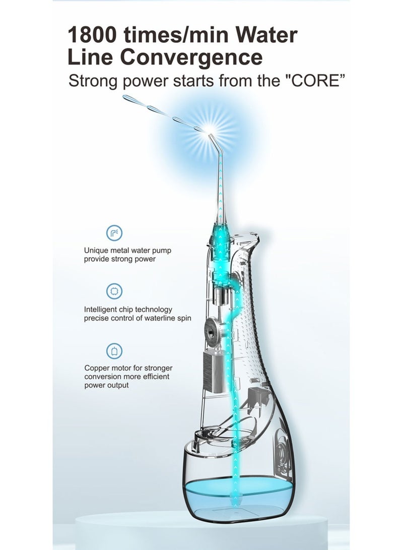 Portable Water Dental Flosser For Teeth Cleaning Dental Oral Irrigator With 4 Modes Scalable 4 Jet Nozzles IPX7 Water Resistance 300ML