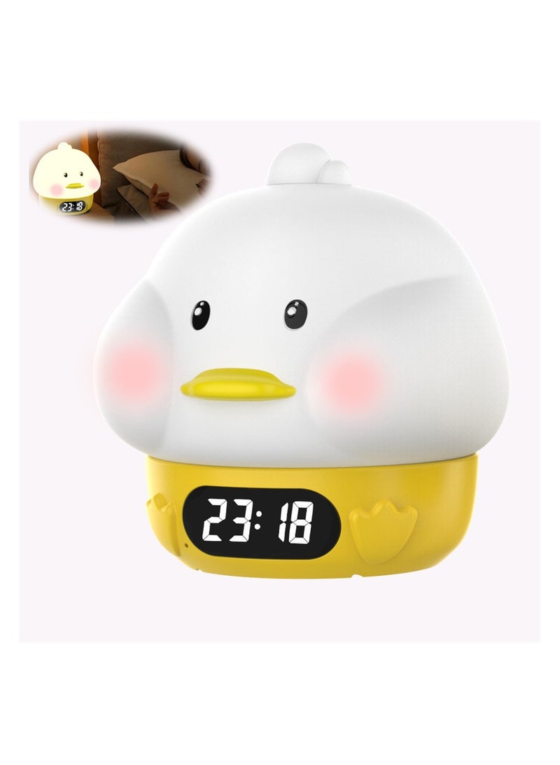 Cute Duck Alarm Clock, Digital Clock with 6-Color Night Light, Dual Alarms, Small Bedside Clock for Kids and Teens