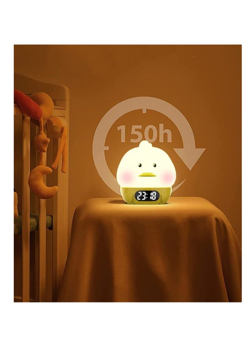 Cute Duck Alarm Clock, Digital Clock with 6-Color Night Light, Dual Alarms, Small Bedside Clock for Kids and Teens