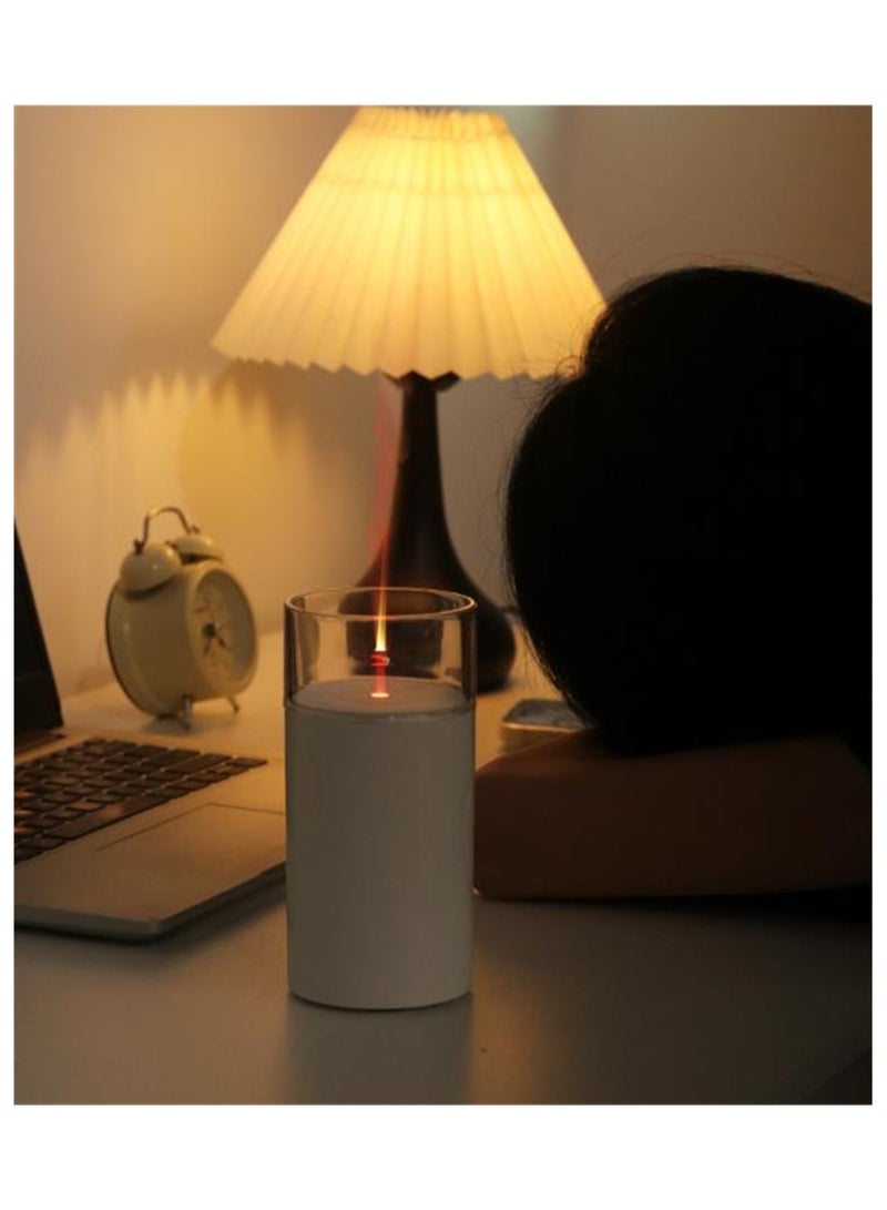 Candlelight Rechargeable Diffuser, 60ml Portable Aroma Essential Oil Humidifier with Subtle Mist Output, Battery Operated 15ml/H Aromatherapy Diffuser (White)