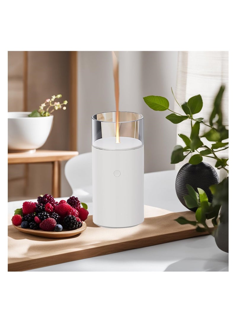 Candlelight Rechargeable Diffuser, 60ml Portable Aroma Essential Oil Humidifier with Subtle Mist Output, Battery Operated 15ml/H Aromatherapy Diffuser (White)