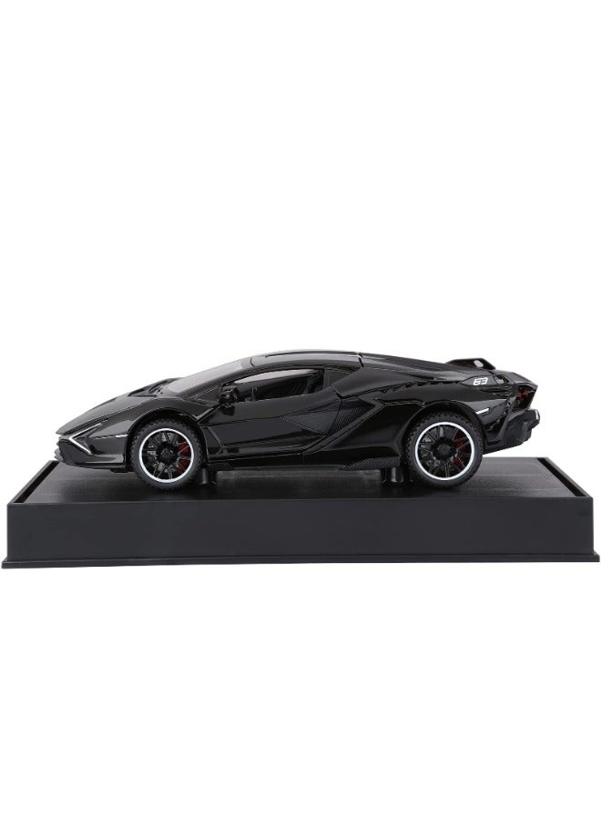 Toy Cars Lambo Sian FKP3 Metal Model Car with Light and Sound Pull Back Toy Car for Boys Age 3 + Year Old (Black)