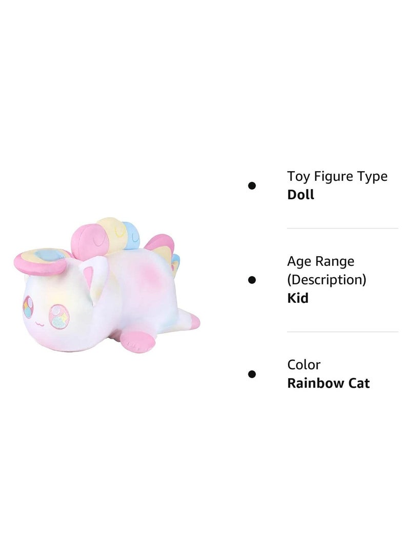 Rainbow Cat Plush Toy, 10 Inch Collectible Stuffed Animal, Cute Cartoon Cat Pillow, Perfect Gift for Kids and Fans