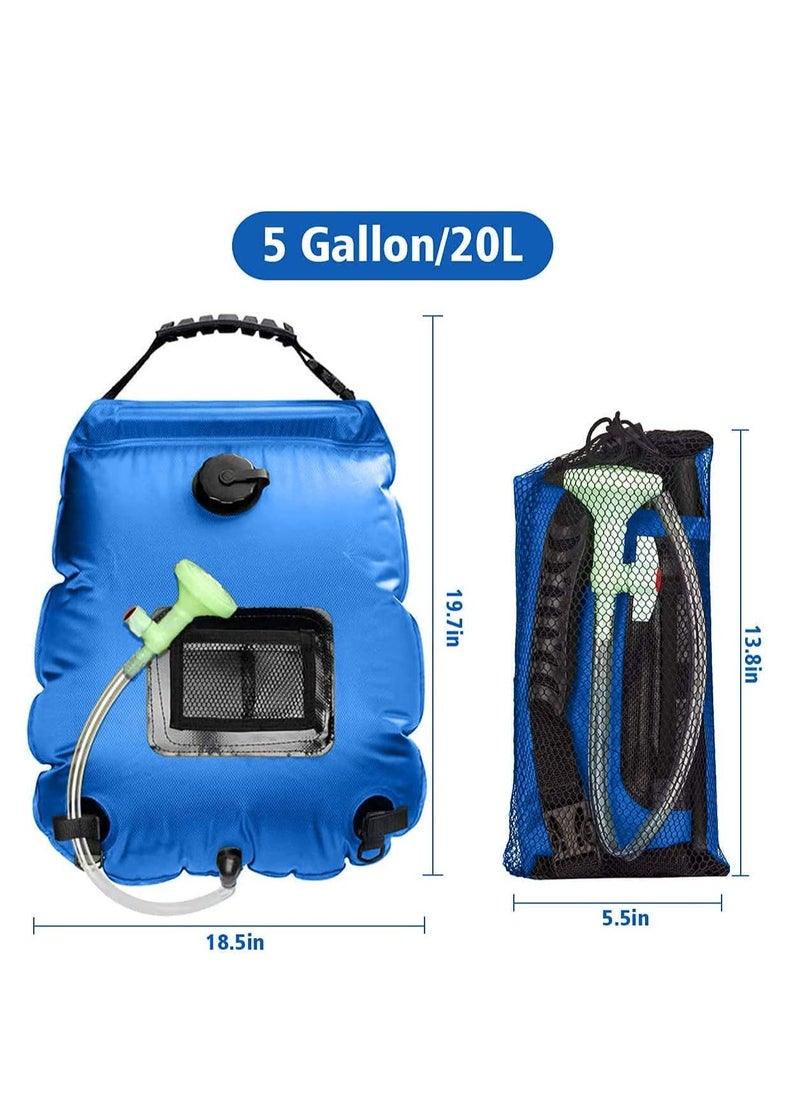 Solar Shower Bag,5 gallons20L Solar Heating Camping Shower Bag with Removable Hose and On Off Switchable Shower Head for Camping Beach Swimming Outdoor Traveling Hiking