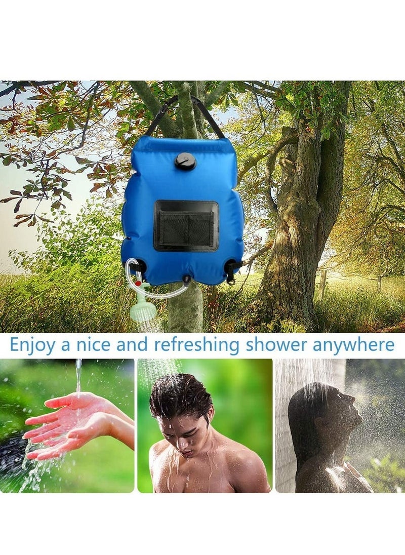 Solar Shower Bag,5 gallons20L Solar Heating Camping Shower Bag with Removable Hose and On Off Switchable Shower Head for Camping Beach Swimming Outdoor Traveling Hiking