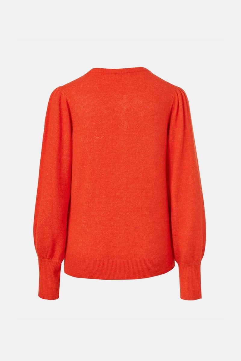 Women Crew Neck Plain Sweater, Red