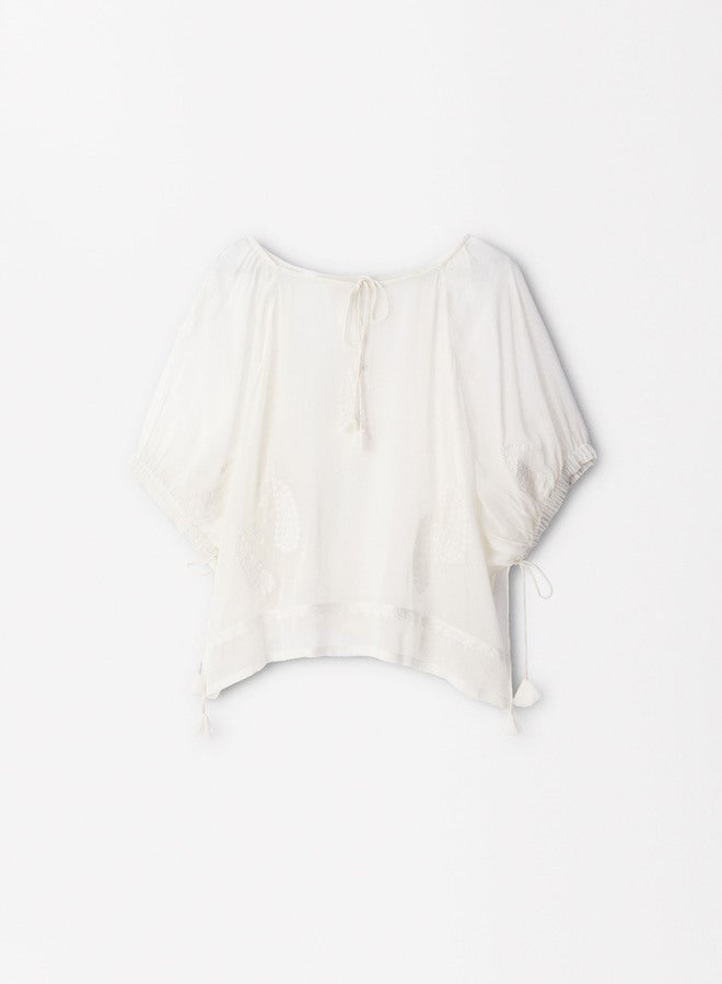 Embroidered Semi-Transparent Top