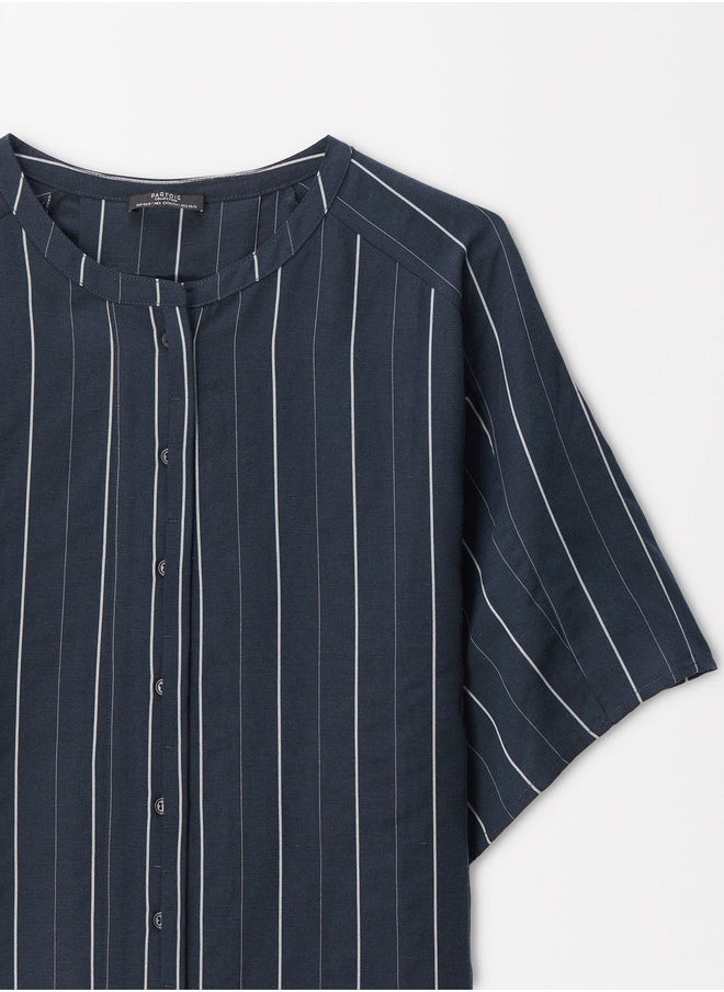 Short-Sleeved Shirt With Linen