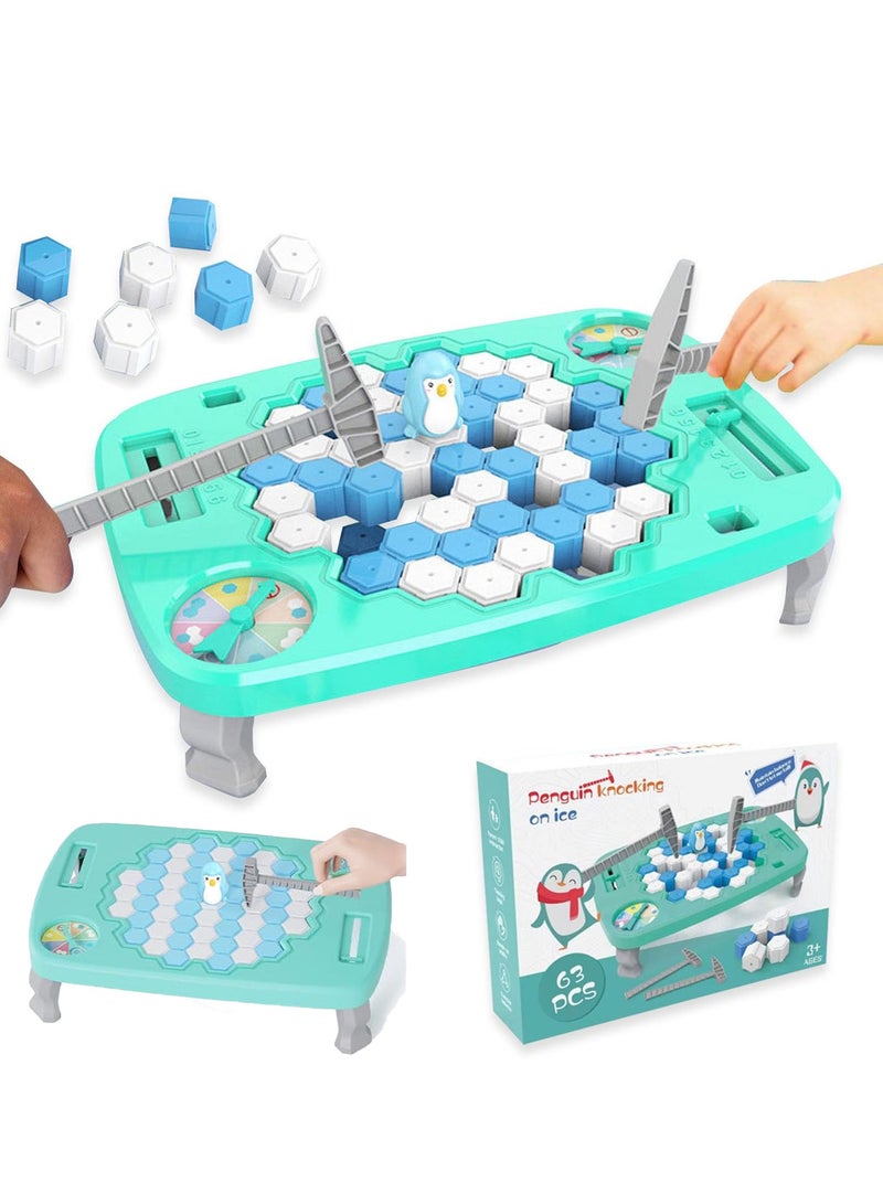 Penguin Ice Rescue Game, 63PCS Ice Breaker Board Game Toy, Save Penguin on Ice for Kids and Adults, Fun Family Game for Children Ages 4 to 8, Engaging Penguin Trap Activity