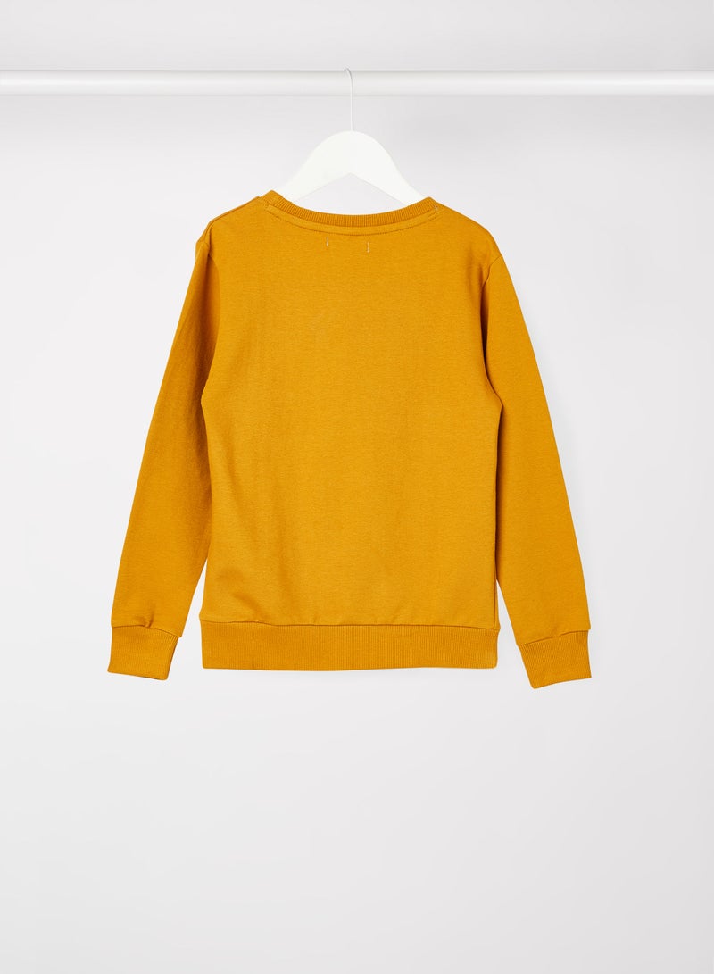 Kids/Teen Slogan Print Sweatshirt Mustard