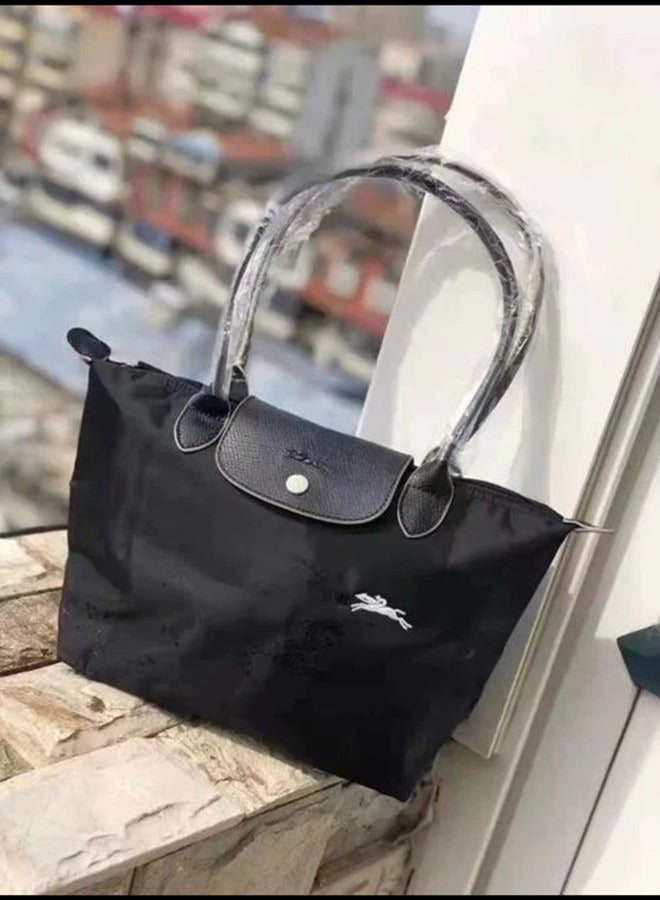 Champ LE PLIAGE GREEN series women's classic fashion Multi functional Medium travel bag dumpling bag handbag shopping bag long handle shoulder bag black