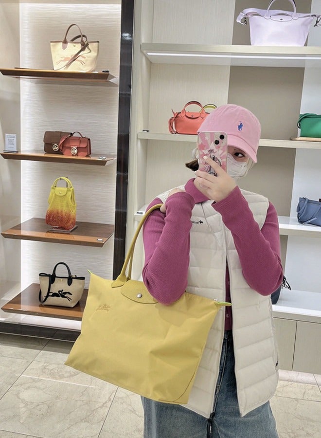 Champ LE PLIAGE GREEN series women's classic fashion Multi functional Medium travel bag dumpling bag handbag shopping bag long handle shoulder bag yellow