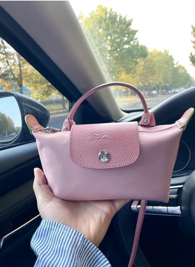 Champ women's Classic Fashion Versatile Mini Makeup Bag Handbag Shoulder Bag Handheld Small Bag pink