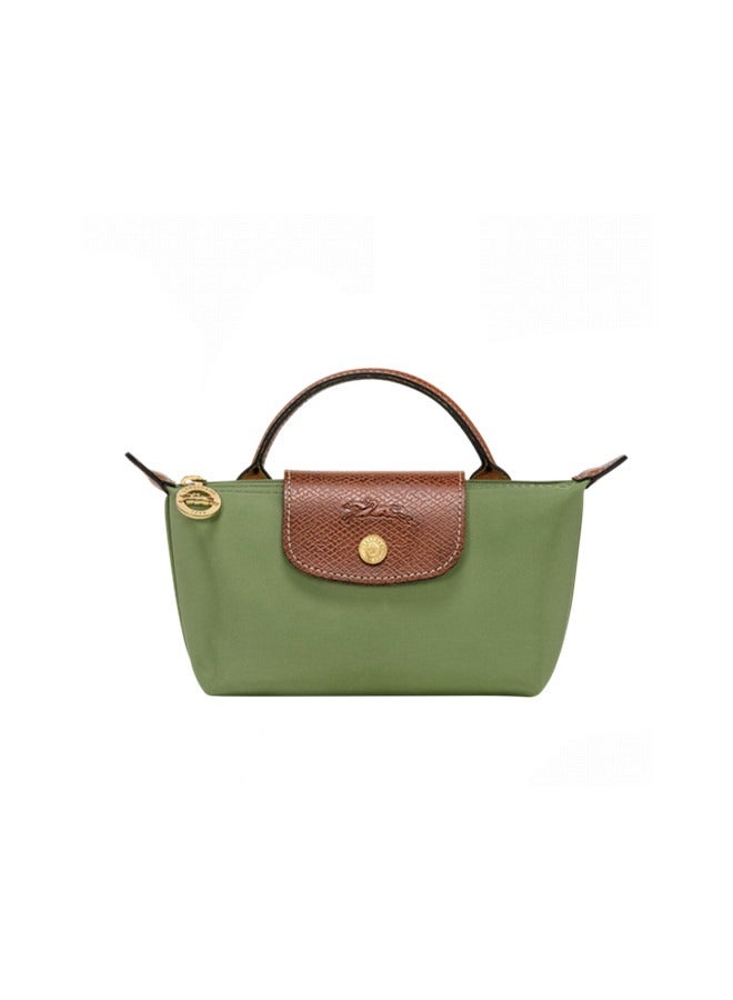 Champ Women's Classic Fashion Versatile Mini Makeup Bag Handbag Shoulder Bag Handheld Small Bag Moss green