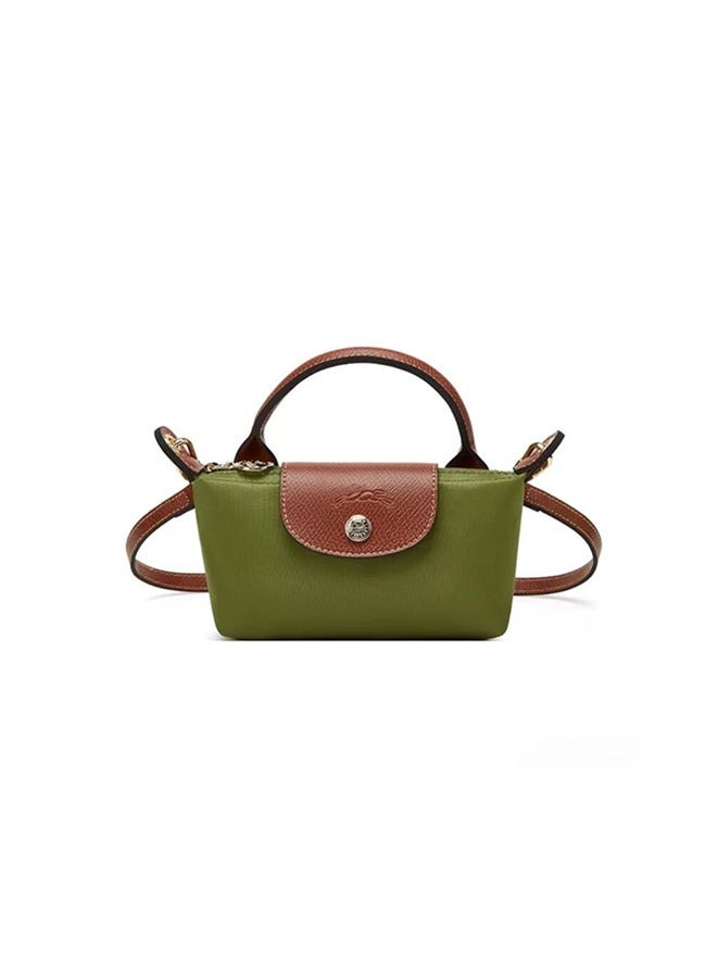 Champ Women's Classic Fashion Versatile Mini Makeup Bag Handbag Shoulder Bag Handheld Small Bag Moss green