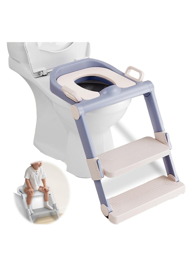 Portable Foldable Toilet Seat, Installation-Free, Adjustable Toddler Potty Seat with Step Stool for Boys and Girls, Lavender