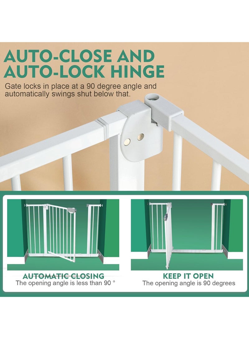 Baby Gate for Stairs & Doorways, Extra Wide Baby Safety Door Gates,Pet Dog Gate, Auto Close Pressure Mounted Walk Thru Child Gate,NO Drilling