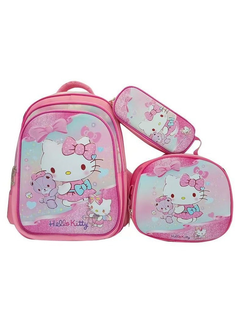 3-Piece KT Cat Trolley Backpack Set 42cm*31cm*19cm