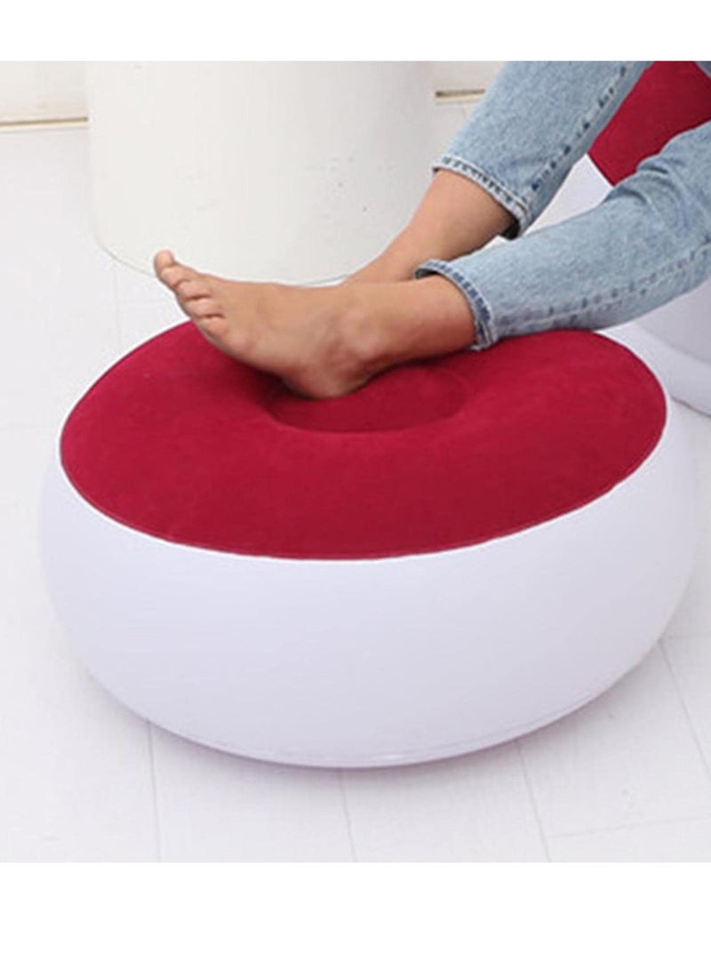 Inflatable Lounge Chair for Adults Flocking Air Couch Sofa for Gaming Bedroom Indoor Outdoor  Red and White