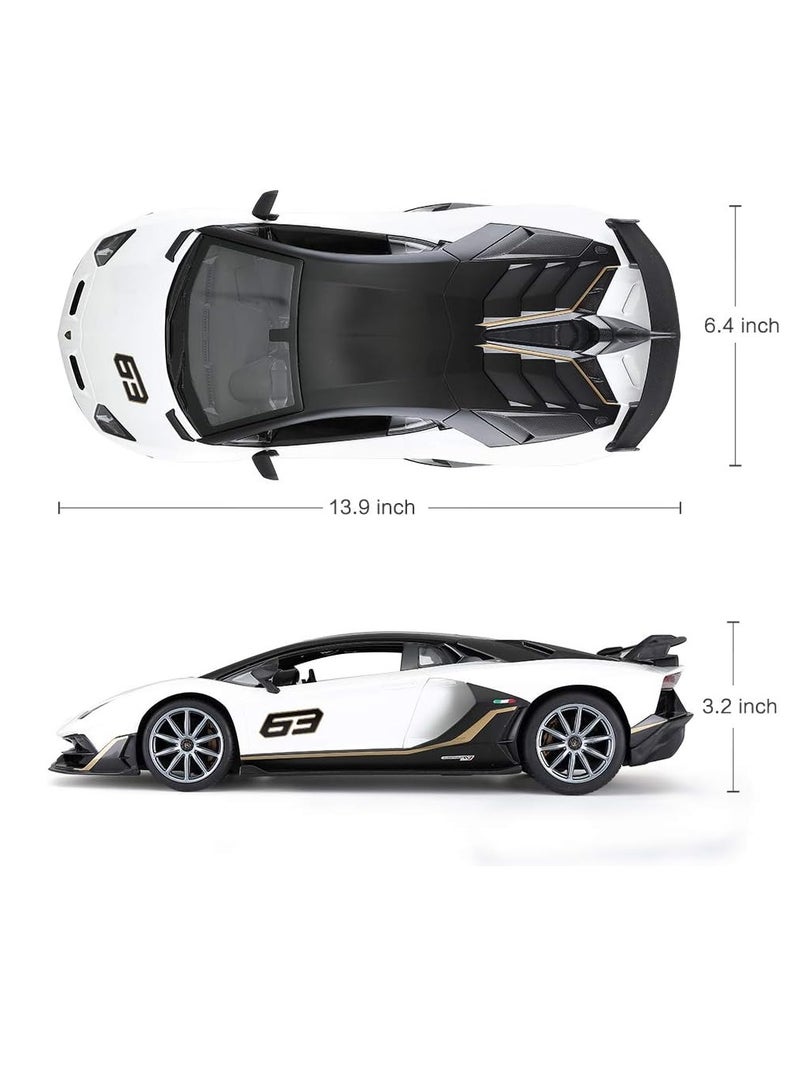 Remote Control Cars 1/14 Scale Officially Licensed RC Series Lamborghini Aventador SVJ, Electric Sport Racing Hobby Toy Car Model Vehicle for Boys and Girls Teens and Adults Gift - White