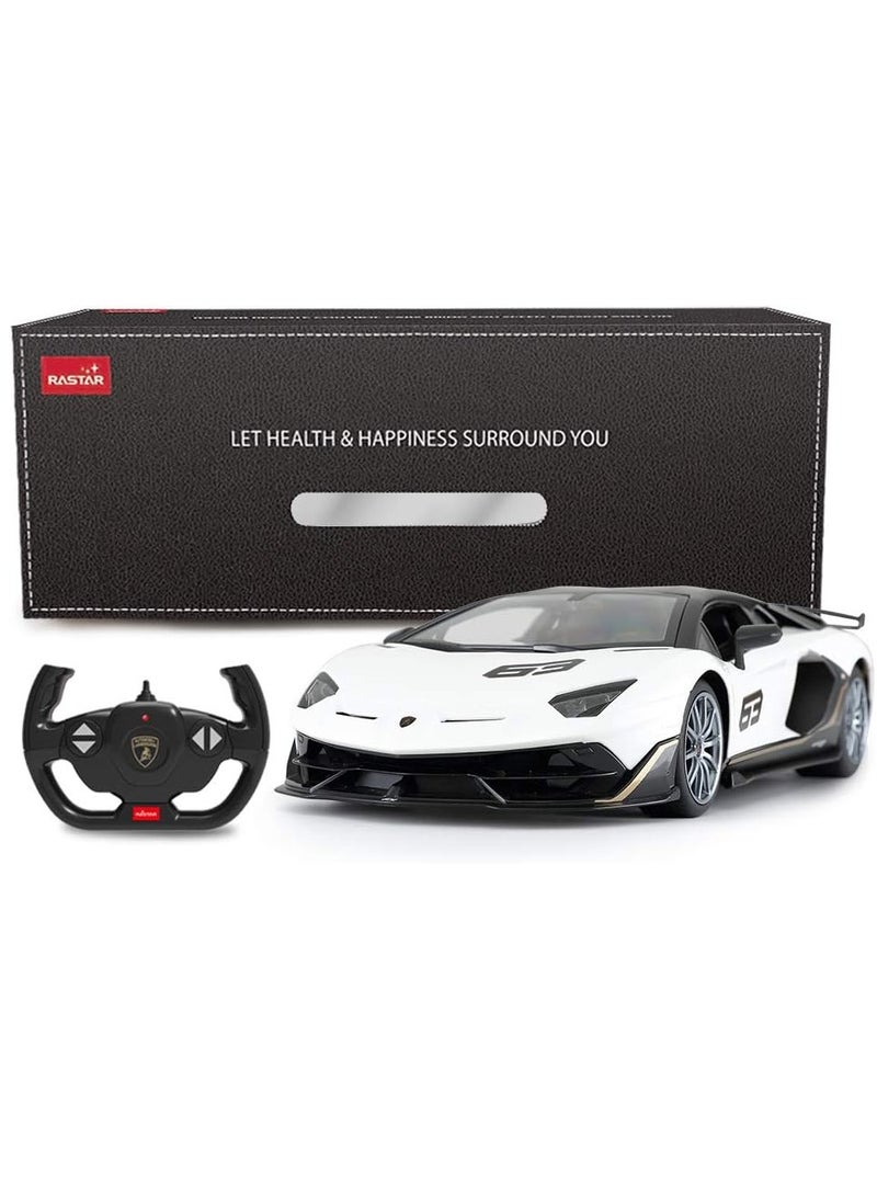 Remote Control Cars 1/14 Scale Officially Licensed RC Series Lamborghini Aventador SVJ, Electric Sport Racing Hobby Toy Car Model Vehicle for Boys and Girls Teens and Adults Gift - White