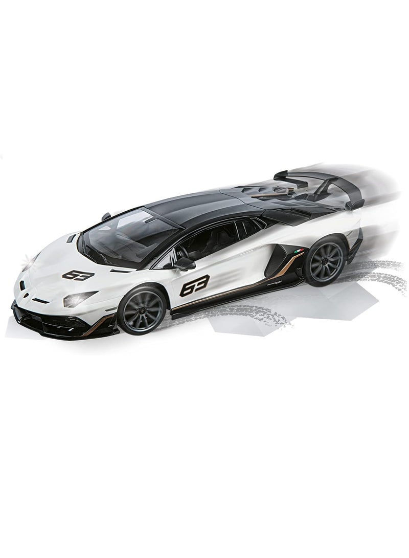 Remote Control Cars 1/14 Scale Officially Licensed RC Series Lamborghini Aventador SVJ, Electric Sport Racing Hobby Toy Car Model Vehicle for Boys and Girls Teens and Adults Gift - White