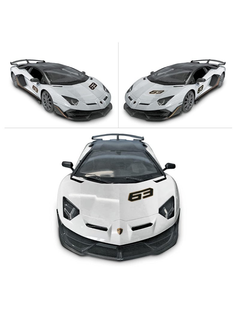 Remote Control Cars 1/14 Scale Officially Licensed RC Series Lamborghini Aventador SVJ, Electric Sport Racing Hobby Toy Car Model Vehicle for Boys and Girls Teens and Adults Gift - White