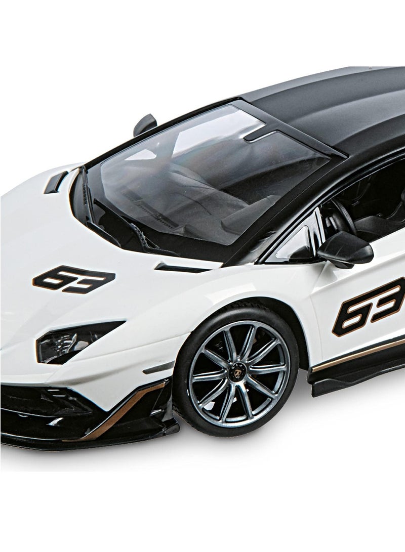 Remote Control Cars 1/14 Scale Officially Licensed RC Series Lamborghini Aventador SVJ, Electric Sport Racing Hobby Toy Car Model Vehicle for Boys and Girls Teens and Adults Gift - White